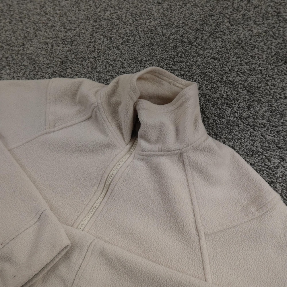 REI Jacket Womens S Beige White Fleece Full Zip Sweater Outdoor Hiking Trek Coat